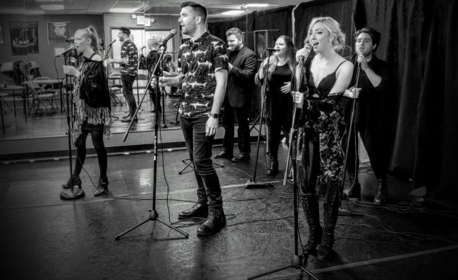 The Performers of Creepy Kooky Cabaret: (L to R) Heather Moe, Jim Baxter, Zach Husak, Caitlin Grant, Lindsey Litka, Tommy Malek. Photo: Amanda N. Gunther