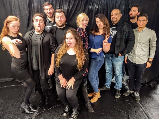 Creepy Kooky Cabaret: (L to R) Heather Moe, Tommy Malek, Jim Baxter, Zach Husak, Caitlin Grant, Lindsey Litka, Rachel Sandler, Jason Wilson, Nate Royer, Diego Retana. Photo: Amanda N. Gunther