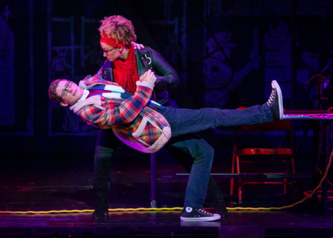 Cody Jenkins (left) as Mark and Samantha Mbolekwa (right) as Joanne in Rent. Photo: Amy Boyle.