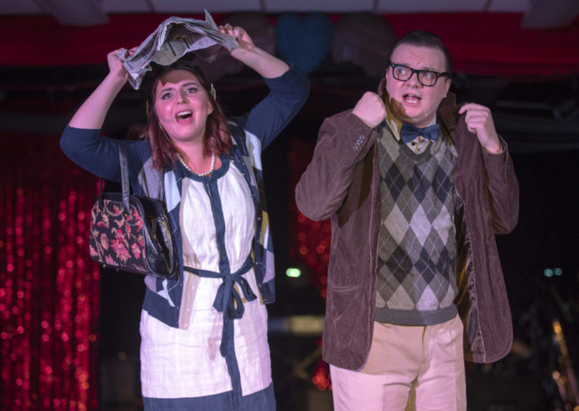 Liz Colandene (left) as Janet Weiss and Zack Walsh (right) as Brad Majors. Photo: Rachel Zirkin Duda