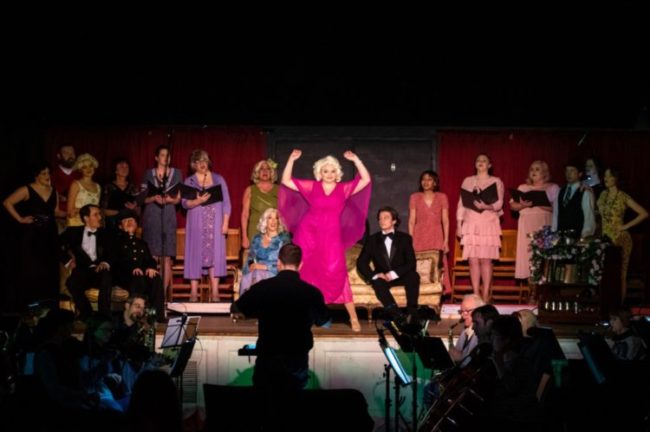 Maddie Bohrer (center) as Lorelei Lee in Gentlemen Prefer Blondes. Photo: Stasia Steuart Photography