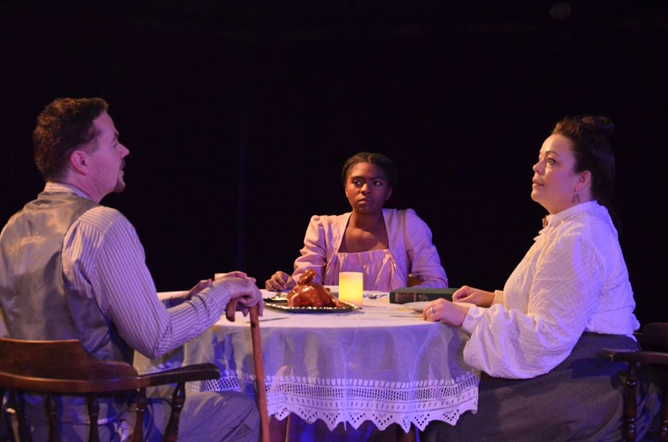 Sean Coe (left) as Albert, Whitley Cargill (center) as Jack, and Holly Gibbs (right) as Bessie in Give Me Moonlight