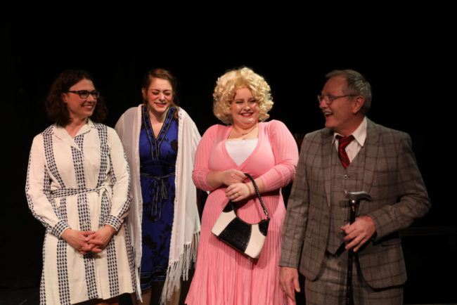 (L to R) Erin Cassell as Violet, Jenna Sharples as Judy, Sarah Burrall as Doralee, and Ed Higgins as Tinsworthy in 9 To 5. Shealyn Jae Photography