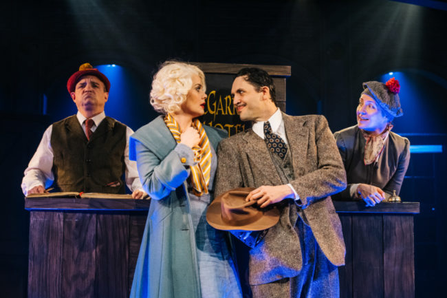 (L to R) Christopher Walker, Patricia Hurley, Drew Kopas, Gwen Grastorf in The 39 Steps. Photo: Cameron Whitman Photography