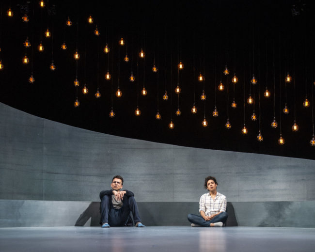 Alexander Strain (left) as Abe and Kathryn Tkel (right) as Sophie in The Wanderers at Theater J. Photo: Teresa Castracane