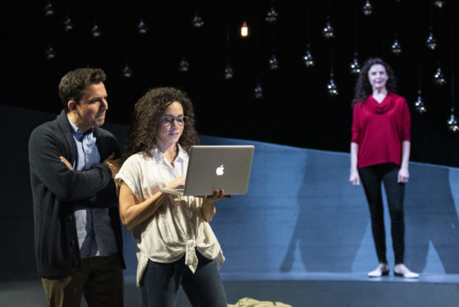 Alexander Strain (left) as Abe, Kathryn Tkel (center) as Sophie, and Tessa Klein (right) as Julia in The Wanderers at Theater J. Photo: Teresa Castracane