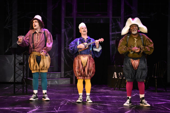 Elliot Kashner (left) with Matthew R. Wilson (center) and Greg Burgess (right) in The Complete Works of William Shakespeare Abridged. Photo: Brandon W. Vernon