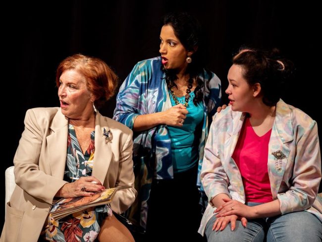 (L to R) Nina Harris as Clairee, Divya Pereira as Truvy, and Rachel Heney as Shelby in Steel Magnolias.