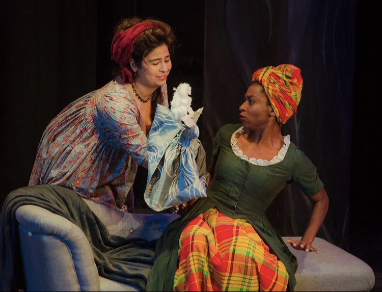 Lisa Burl (left) as Olympe de Gouge and Rachel Manu (right) as Marianne Angelle in The Revolutionists. Photo: Madeline Reinhold,