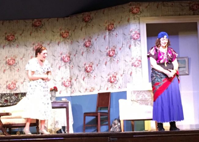 Deb Carson (left) as Ruth and Heidi Toll (right) as Madam Arcate in Blythe Spirit.
