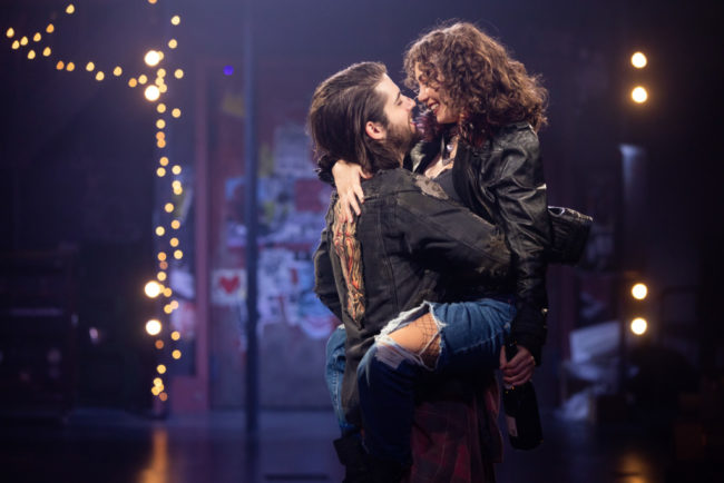 Vincent Kempski (left) as Roger and Arianna Rosario (right) as Mimi in Rent. Photo; Christopher Mueller