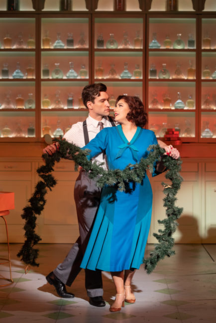 Jake Loewenthal (left) as Steven Kodaly and Maria Rizzo (right) as Ilona Ritter in She Loves Me. Photo: Christopher Mueller.