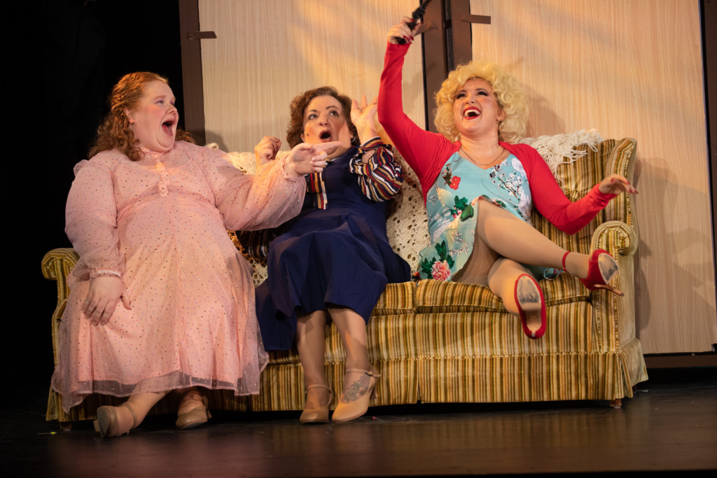 Anne Acerno (left) as Judy, Jessica Brockmeyer (center) as Violet, and Lindsey McCumber (right) as Doralee in 9 to 5. 