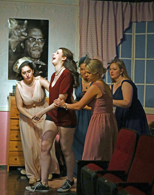Five Women Wearing the Same Dress at Spotlighters Theatre 📸Eduard Van Osterom