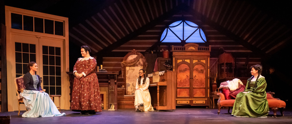 (L to R) Abby Altemose as Beth, Skye Knight as Marmee, Naomi Louie as Beth, and Allison Fitzgerald as Jo in Little Women. 📷Jeffrey Salmore