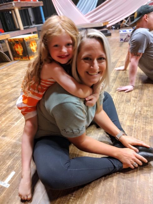 Kristen Mitchell and daughter Joey at a rehearsal for Cats