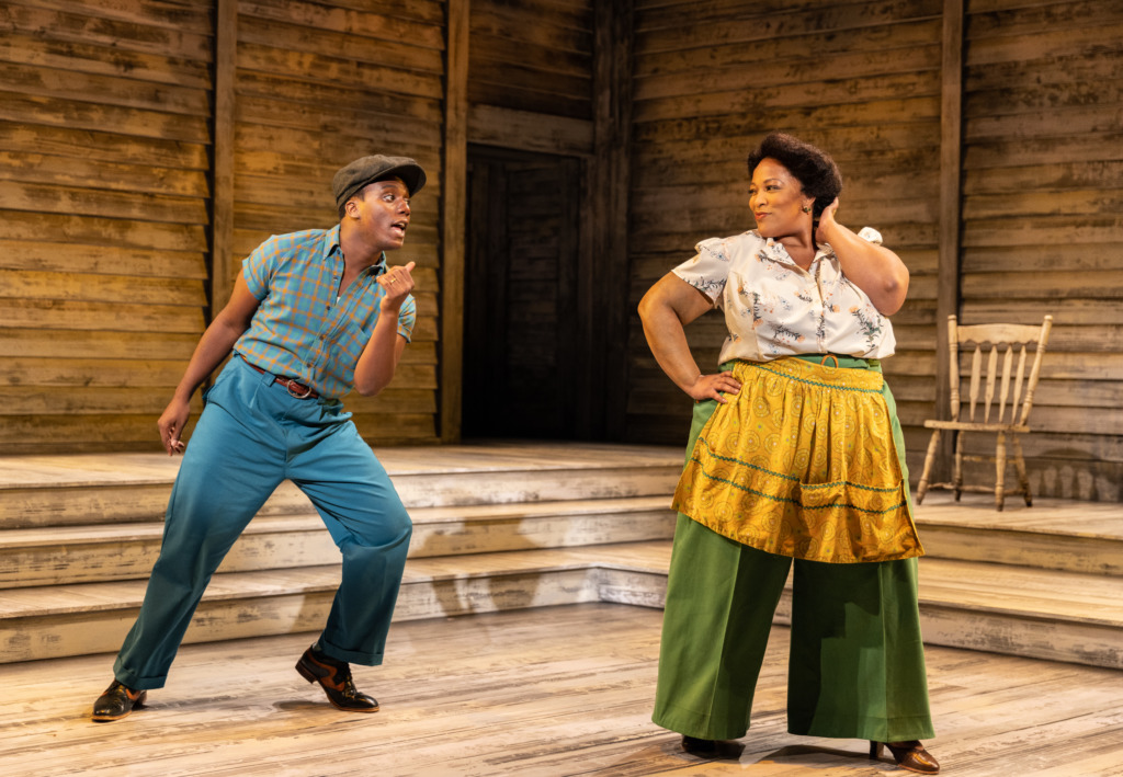 Solomon Parker III (left) as Harpo and Frenchie Davis (right) as Sofia in The Color Purple. 📸Christopher Mueller