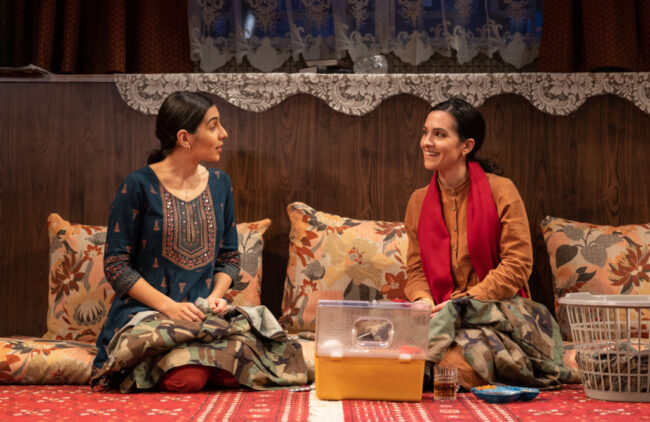 Awesta Zarif (left) as Afiya and Neagheen Homaifar (right) as Leyla in Selling Kabul 📸Christopher Mueller