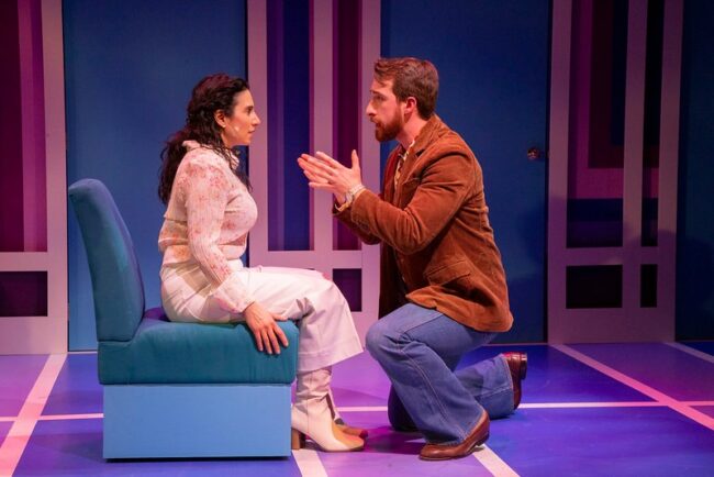 Sarah Corey (left) as Trina and Michael Perrie Jr. (right) as Mendel in Falsettos at Rep Stage. 📷Katie Simmons-Barth