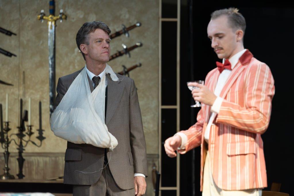 Paul Norfolk (left) as William Gillette and Robert Emmett Dunham IV (right) as Simon in The Game's Afoot at Cockpit in Court. 📸THsquaredPhotography