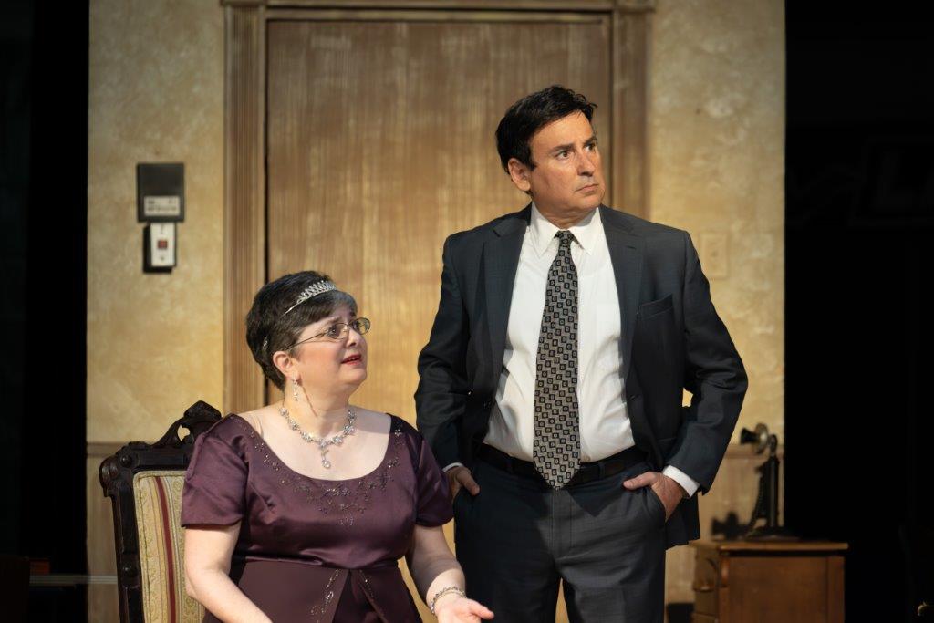 Regina Rose (left) as Madge and Lenny Taube (right) as Felix in The Game's Afoot at Cockpit in Court. 📸THsquaredPhotography