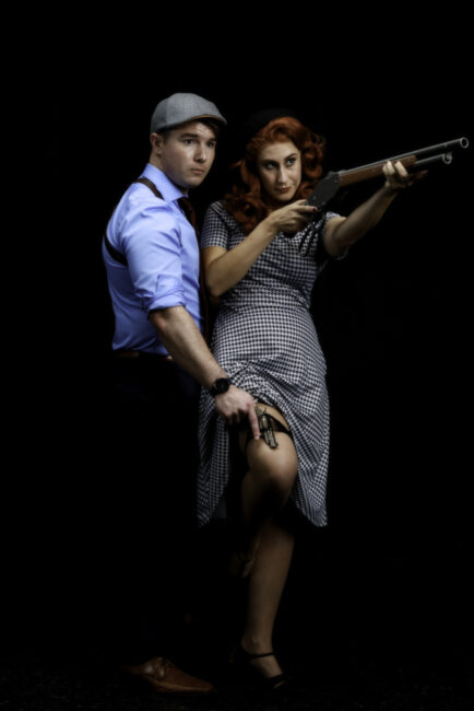 Gage Wright (left) as Clyde and Lizzie Detar (right) as Bonnie in Bonnie & Clyde at Just Off Broadway. 📸AZebrowski Photography