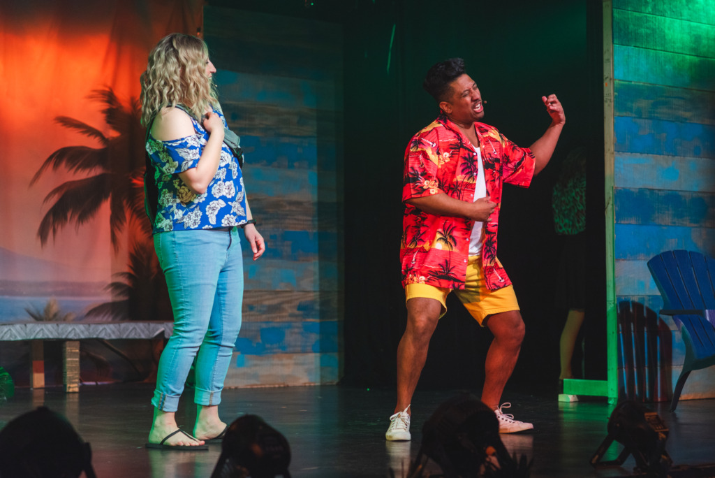 Jennifer Biglen (left) as Tammy and Nathan Cooney (right) as Brick in Escape to Margaritaville 📷 Matthew Peterson