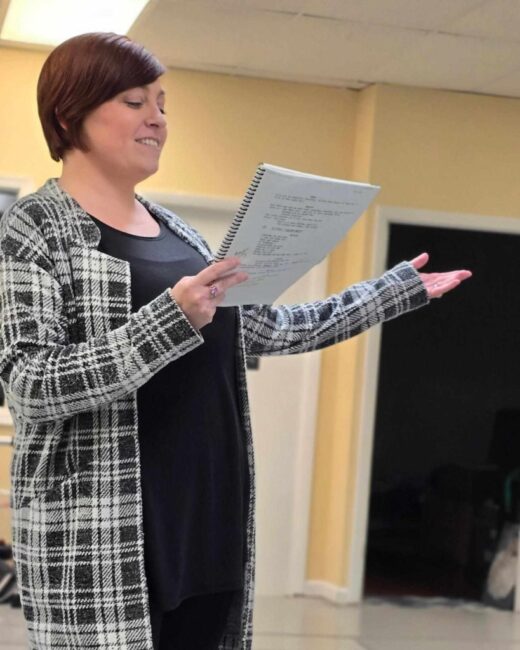 Elizabeth Marion in rehearsal as Dorothy Brock for 42nd Street with Scottfield Theatre Company