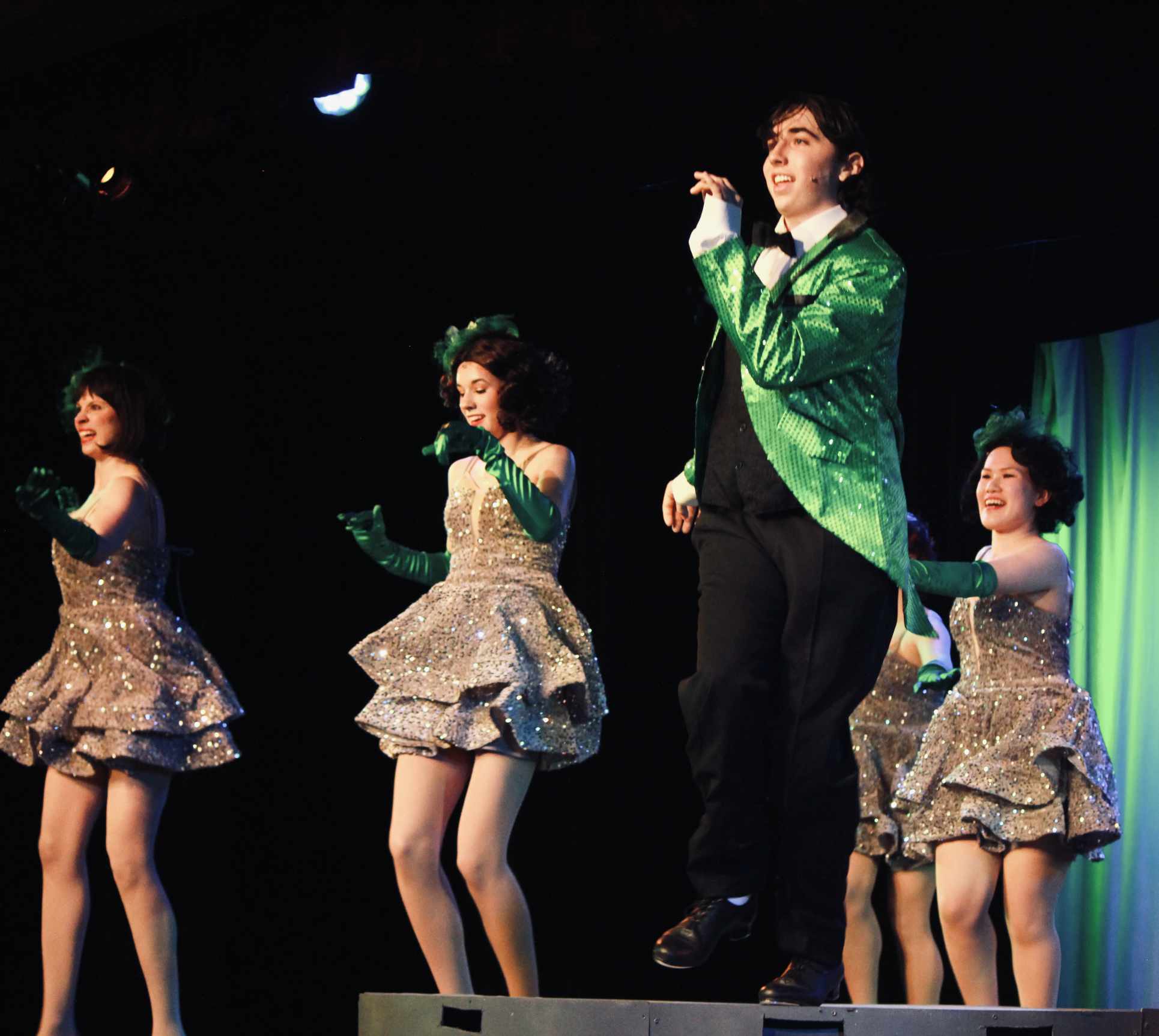 Tate Menges (in green) as Billy Lawlor and the Tap Corps in 42nd Street 📷 Emily Sinclair