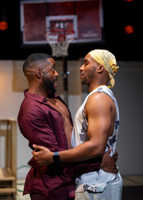 Calvin M. Thompson (left) as Dwayne and Bjorn Dupaty (right) as Cordell in The Hot Wing King 📷 T Charles Erickson Photography