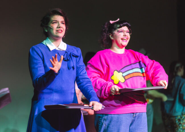 Molly McVicker (left) as Veronica Sawyer and Lanoree Blake (right) as Martha Dunnstock in Heathers at Third Wall Productions 📷 Matthew Peterson