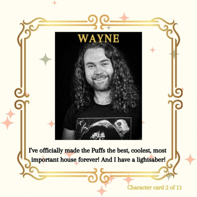 Caleb Gordon as Wayne in Puffs at Rogue Swan