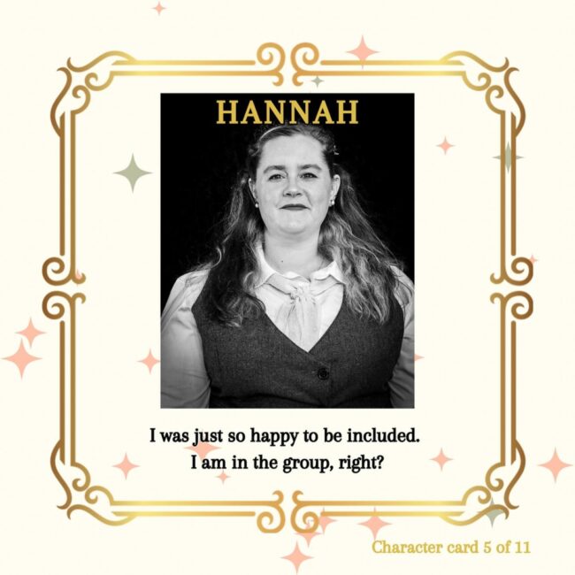 Amy Tucker as Hannah and others in Puffs with Rogue Swan