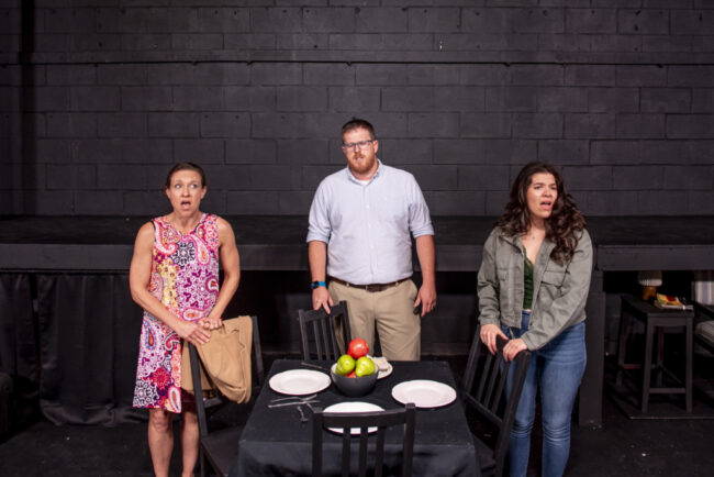 Erin Smith (left) as Diana with Matthew Peterson (center) as Dan and Molly McVicker (right) as Natalie in Next To Normal at Street Lamp Community Theatre 📷SLCT