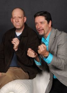 Eric C. Stein as Yvan (left) and Steven Shriner as Serge (right) determined to discuss "The Antrios" with gusto.