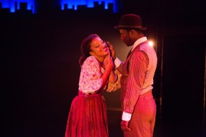 Ada Satterfield (left) as Sarah and Kevin McAllister (right) as Coalhouse performing "Sarah Brown Eyes" in Ragtime at Toby's Dinner Theatre