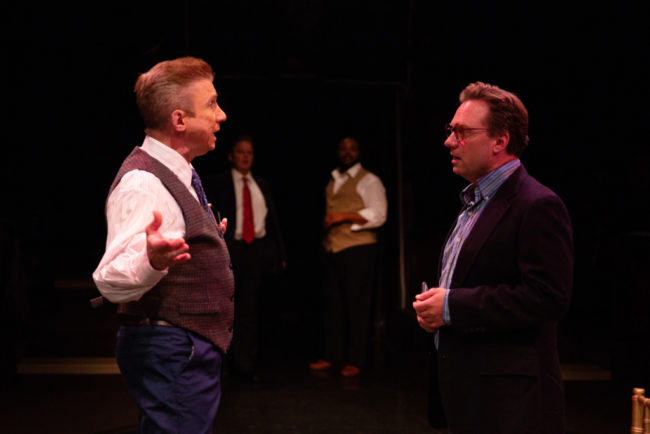 David James (left) as Sy Spector, publicist to Rachel Marron, and Jeffrey Shankle (right) as Douglas. Photo: Jeri Tidwell.