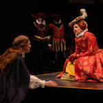 Lise Bruneau (left) as Mary Stuart with Lesley Malin (right) as Elizabeth Queen of England in Chesapeake Shakespeare Company's Mary Stuart 📷Kiirstn Pagan Photography