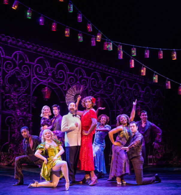 Edward Juvier (center-left) as Osgood and Tavis Kordel (center-right) as Daphne and the First National Touring Company of  Some Like It Hot at The Hippodrome 📷 Matthew Murphy