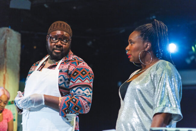 Otega Okurume (left) as Montrellous and Dionne Belk (right) as Clyde in Clyde's at Spotlighters Theatre 📷 Matthew Peterson 
