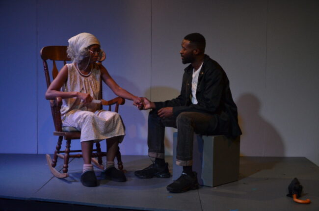 ReginaGinaG (left) as Mrs. Barlett and Isaiah C. Evans (right) as Joshua in 'Son of My Son's Son' at Variations on Night with Rapid Lemon Productions 📷 Max Garner