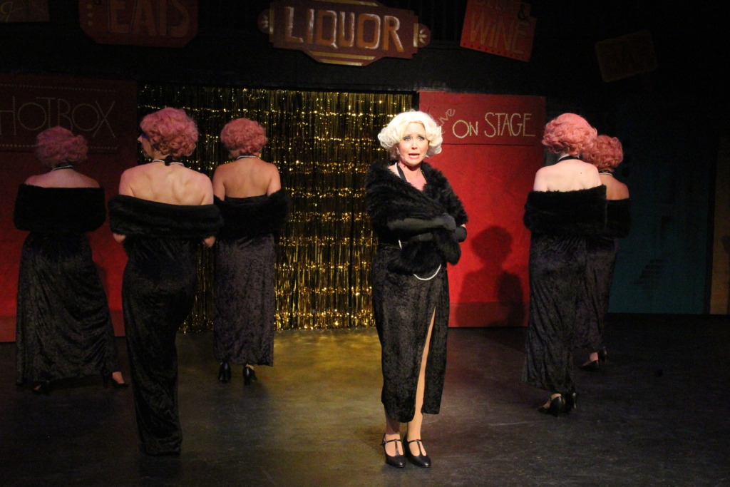 Leslie Lewis (center) as Miss Adelaide and the cast of Guys & Dolls at Other Voices Theatre đ· Adam Blackstock