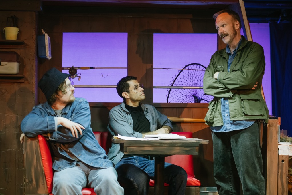 Willem Rogers (left) as Richard Dreyfuss with Steven Todd Smith (center) as Rob Scheider and Kevin Corbett (right) as Robert Shaw in The Shark Is Broken at Maryland Ensemble Theatre đ¸spencephoto