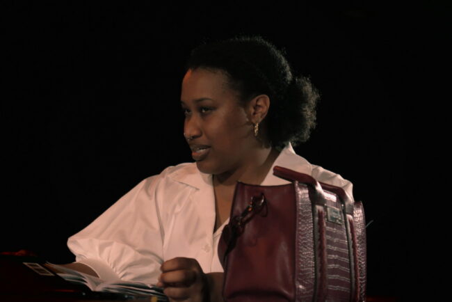 Azure Grimes as Carol in Oleanna with WFB Productions 📷 Teagle Walker