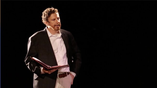 Carlo Olivi as John in Oleanna with WFB Productions 📷 Teagle Walker