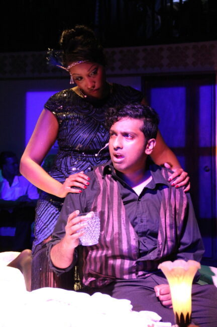 Mikayla Gilmer (left) as Kate and Jehan Silva (right) as Burrs in The Wild Party at Other Voices Theatre đ· Adam Blackstock