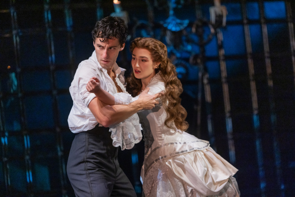 Daniel Lopez (left) Raoul, Vicomte de Chagny and Jordan Lee Gilbert (right) as Christine Daaé in The Phantom of the Opera North American Tour 📷 Matthew Murphy and Evan Zimmerman