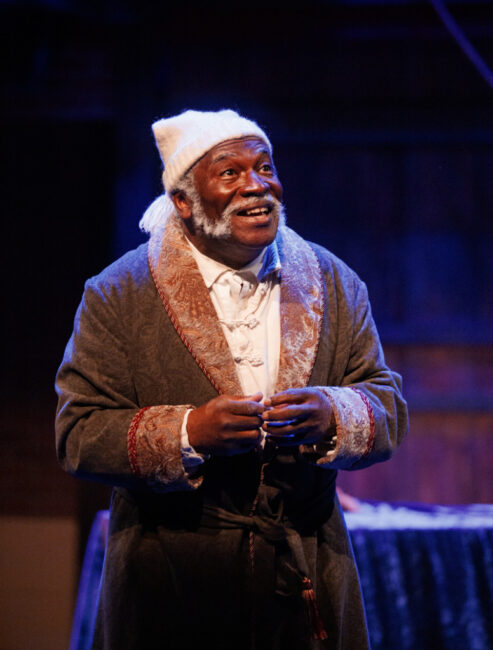 Greg Burgess as Ebenezer Scrooge in the 2022 production of A Christmas Carol at Chesapeake Shakespeare Company 