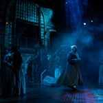 Gregory Burgess (center) as Scrooge and the cast of Chesapeake Shakespeare Company’s A Christmas Carol 📷Kiirstn Pagan Photography.