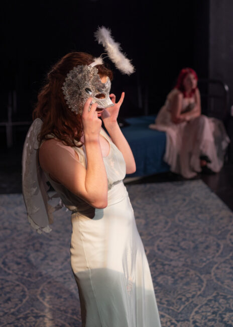 Abby Gaver (foreground) as Grace and Amanda Thomas (background) as Amelia in Dressing Amelia with Red Hill Theatre Group 📷 Ben Cushwa
